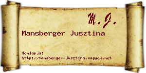 Mansberger Jusztina névjegykártya